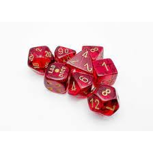 CHX30058 - 7-Die Set Translucent: Crimson/Gold (Lab Dice 7)